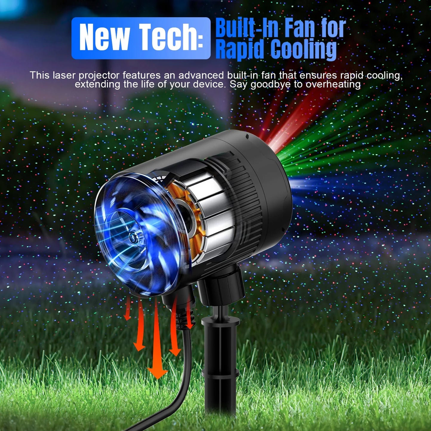 Laser Christmas Projector Lights Outdoor, 3 Color RGB Projector, Firefly Lights Show with RF Remote, Waterproof for Holiday Decoration, Christmas Gift, Wedding, Home Decor, Party, Garden